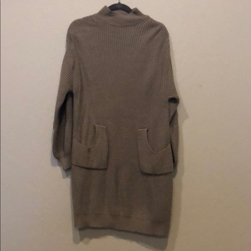 Vici dolls camel brown pocketed sweater dress